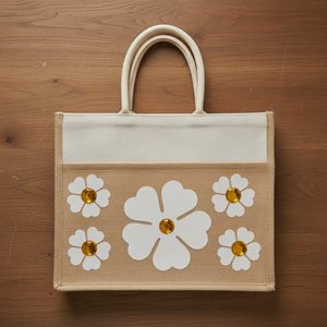Heavy-Duty Thick Canvas Medium <b>Folding</b> Tote <b>Bag</b> | Custom Logo Silk Screen Printed Reusable Expandable Grocery Shopping <b>Bag</b> - Product Image 5