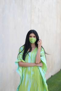 Stylish Long-Sleeve V-neck <b>Kaftan</b> Dress Handmade Tie Dye Tassel Slit Casual <b>Summer</b> Collection Straight Silhouette Eco-Friendly - Product Image 5