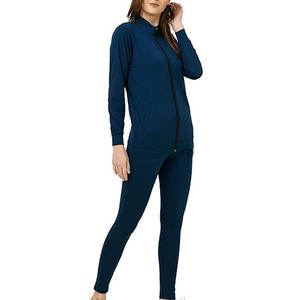 Chándal para mujer de color liso con cremallera completa, cuello alto, manga larga, transpirable, informal, para otoño, de elastano y poliéster, corte regular - Product Image 6