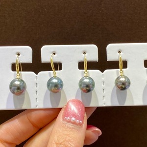 Boucles d'oreilles en perles d'eau douce Akoya de 8-9 mm, or 18 carats, rondes, sans défaut, technologie importée, style élégant blanc transparent - Product Image 2