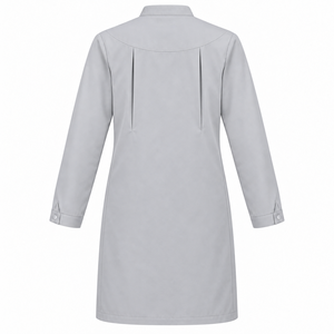 Medical Lab Coat Pale Grey Split <b>Band</b> <b>Collar</b> Concealed Zip Custom Wholesale Unisex Doctor Uniform Healthcare Workwear for Teams - Product Image 4