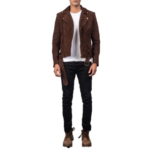 <b>Men</b> <b>Suede</b> Leather Biker <b>Jacket</b> OEM Custom Dark Brown <b>Suede</b> Leather <b>Jacket</b> Wholesale Genuine <b>Suede</b> Fashion Biker Leather <b>Jacket</b> - Product Image 2