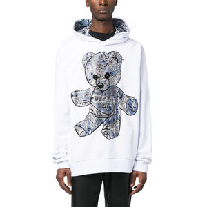 Sweat à capuche d'hiver épais en molleton bouclette pour homme, coupe classique, décontracté, en molleton lourd, avec strass, 100% coton mélangé, poche unie - Product Image 1