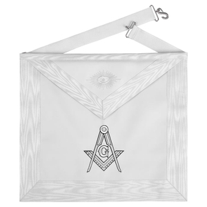 Master Mason Blue Lodge <b>Apron</b> - <b>White</b> Ribbon & Hand Threaded Silk customization, and premium craftsmanship. - Product Image 1