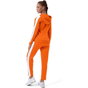 Ensemble de survêtement pour femme à col montant, en mélange coton et polyester, intérieur doublé, veste zippée intégrale et pantalon large, collection hiver - Product Image 5