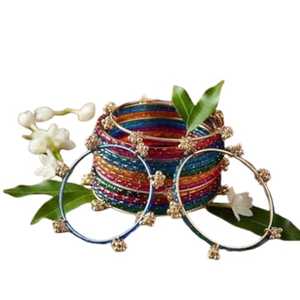 Highest Selling Viral Trendy Multicolor Golden Kashmiri Jhumki <b>Bangles</b> <b>Set</b> Bridal Wedding Party Wear Premium Wholesale Price - Product Image 1