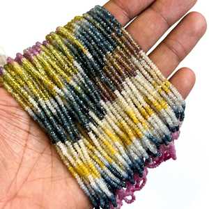 Perles Rondelles Multicolores en Saphir Facetté 3-3,5 MM, Perles de Saphir Naturel Arc-en-ciel, Fil de 16 Pouces, Prix de Gros - Product Image 6