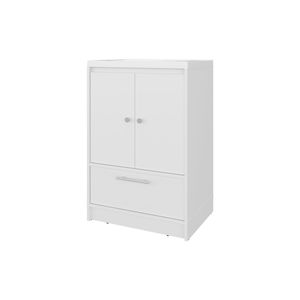Mobile Bagno Freestanding Bianco Sinclair con Lavabo, Due Ante e Cassetto Inferiore - Eleganti Mobili Bagno - Product Image 2
