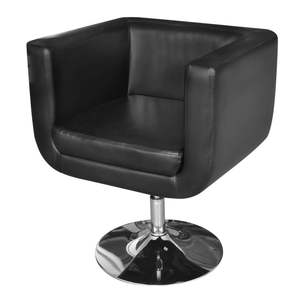 Fauteuil à cadre en bois noir avec base chromée et revêtement en similicuir pour salon - Product Image 2