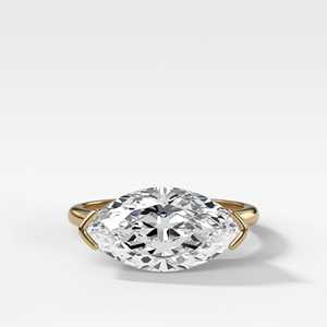3 CT Marquise East West Lab Grown Diamond Half Bezel <b>Ring</b> 10K 14K 18K Solid Gold Solitaire Engagement <b>Ring</b> Wholesale Price OEM - Product Image 1