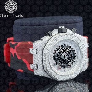 Charm Jewells Luxury Men's Watch 40mm Stainless Steel Diamond Encrusted Analog Mechanical <b>Chronograph</b> Stainless Steel Band 10 - Product Image 2