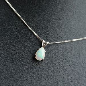 Natural Opal Pear Teardrop <b>Charm</b> Pendant Necklace 925 Sterling <b>Silver</b> Dainty Luxury Jewelry October Birthstone Gift Women - Product Image 3