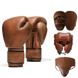 DAWNFROCE FIGHT GEARS Ensemble de boxe professionnel en cuir de vachette, gants, protège-tête, protège-dents, respirant, durable, protecteur - Product Image 1