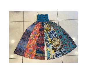 Pantalon palazzo en soie de haute qualité pour femmes, pantalon bohème hippie en soie, pantalon à patchwork assorti aléatoirement - Product Image 1