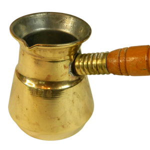 Cafetera Turca Cezve de Cobre Pulido y Liso, Cafetera Ibrik Vintage de Fondo Ancho con Mango de Madera, Cafetera Tradicional - Product Image 6
