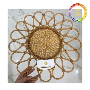 Natural Fiber Round Rattan Placemats Eco-Friendly Bamboo Woven Chargers for Dining <b>Table</b> Wedding <b>Party</b> Decoration Set - Product Image 1