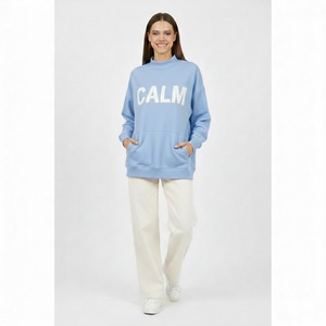 Sweat-shirt professionnel pour femme grande taille à manches longues, style streetwear, col montant, en polaire écologique, personnalisable, Hiver 2026 - Product Image 1