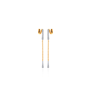 Boucles d'oreilles pendantes de créateur haut de gamme en or avec diamants de laboratoire étincelants et élégant pendentif goutte d'eau – Bijoux de mode - Product Image 1