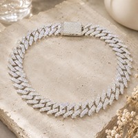 Collier RIZTA JEWELS Ice Cube Miami Chain en Moissanite, Chaîne Unisexe en Argent 925 Certifié Rhodium Or, Style Hiphop Scintillant