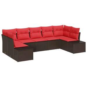 Ensemble de canapés de jardin en polyrotin marron 7 pièces avec coussins - Product Image 2