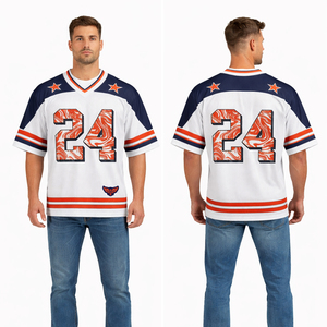 Maillot de hockey sur glace personnalisé pour hommes, respirant, en maille, style USA Europe, uniforme d'équipe, numéro sublimé 24 - Product Image 1