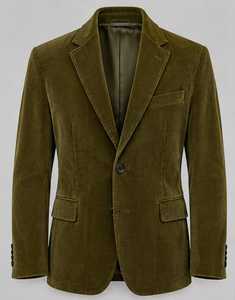 <b>Women's</b> Olive Colour <b>Corduroy</b> Blazer Full Sleeve Single Breasted Button Closure Autumn Wear - Product Image 1