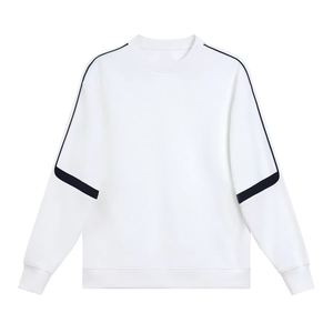เสื้อสเวตเตอร์คอกลมแบบยูนิเซ็กซ์ ทรงปกติ แขนยาว สีพื้น สวมใส่สบายๆ สำหรับฤดูใบไม้ร่วง ดีไซน์แขนลายทาง - Product Image 3