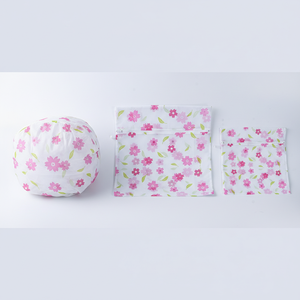 ชุดถุงซักผ้าตาข่ายรูปสี่เหลี่ยมผืนผ้าลายกระต่ายสีชมพูเล็ก 3 ชิ้น พร้อมซิป ทนทาน พับเก็บได้ ทำจากโพลีเอสเตอร์ สำหรับปกป้องเสื้อผ้า - Product Image 1