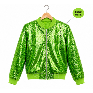 Cosh International Womens Shiny <b>Sequin</b> Varsity <b>Jacket</b> Sisterhood Zipper Wholesale Fashion Streetwear Outerwear Up - Product Image 1