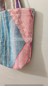 Bolsa de Mano Reutilizable de Moda, Ligera y Ecológica, de Algodón de Color Sólido Estilo Bohemio, con Diseño Acolchado Estampado, Abertura Superior, para Uso en Todas las Estaciones - Product Image 5
