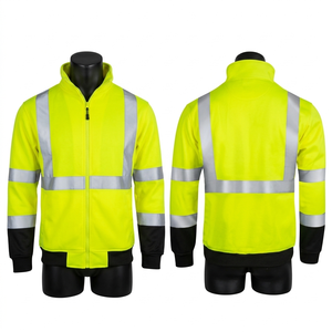 High Visibility <b>Work</b> Jacket 320 GSM Polyester <b>Fleece</b> Neon Yellow Reflective Panel Custom Embroidery - Product Image 1