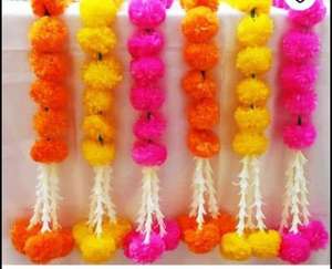 Guirnalda de Caléndulas Artificiales Hechas a Mano con Borlas, Diseño Art Deco para Decoración de Bodas, Cumpleaños, Diwali, Pooja, Mandap - Product Image 6