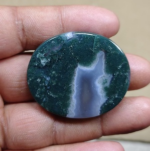 Tranche ronde d'agate mousse naturelle polie, pierre précieuse verte-bleue, pierre de guérison pour la décoration intérieure, la méditation et les cadeaux - Product Image 2