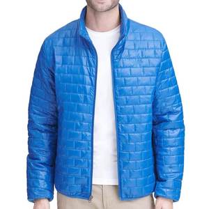 OEM Men's High Quality Puffer Jackets Custom Blue Color Breathable Fabric Cotton Filled Padded Zipper Style Puffer Men's Jackets - Product Image 1