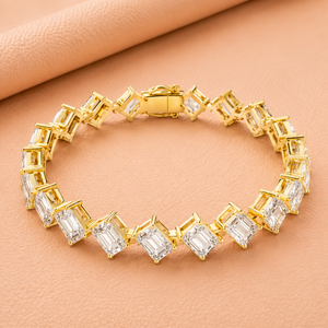 Bracelet en argent plaqué or rose 14 carats avec diamant taille émeraude, bijoux de mariage classiques pour femmes, clarté VVS1-VVS2, tendance, certifié IGI - Product Image 3