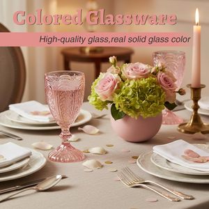 Ensemble de verres à <span class=keywords><strong>vin</strong></span> vintage soufflés à la main, nouveau design rose, gobelets à eau de 10,5 oz, pour la fête des mères, les mariages, les fêtes, pour la bière - Product Image 5