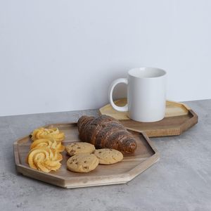 Juego de Bandejas Octagonales de Madera de Acacia Premium, Hechas a Mano, Sostenibles, Apilables, Tabla de Charcutería, Plato para Servir Comida, para Sala de Estar - Product Image 2