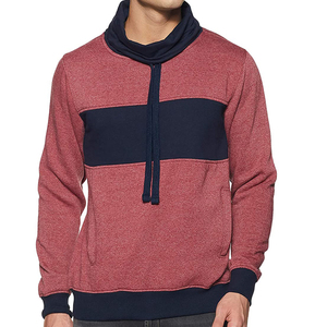 <b>Men's</b> <b>Red</b> Navy Color Block Knitted <b>Turtleneck</b> Pullover Regular Fit Casual Sweatshirt Autumn Wear - Product Image 1