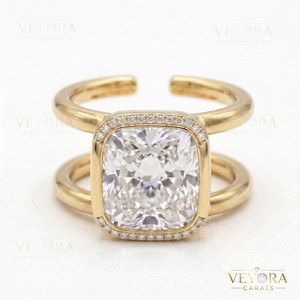 Bague Oura en Moissanite taille coussin avec halo, en argent sterling 925 massif, bijou de luxe scintillant pour un style élégant - Product Image 2