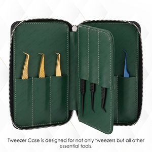 Estuche de almacenamiento para pinzas de extensión de pestañas, organizador de herramientas para pestañas, bolsa de transporte con cremallera, soporte portátil para pinzas, ranuras elásticas de almacenamiento, profesional. - Product Image 1