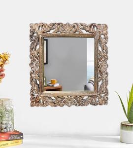 Square Wooden Decorative Wall <b>Mirror</b> Shabby Chic Handmade Frame 6mm Thickness Home Use - Product Image 1