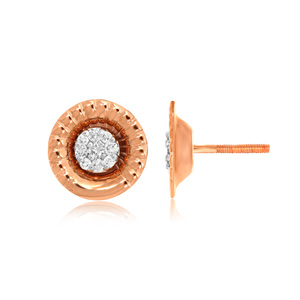 Boucles d'oreilles clous en or rose 14 carats avec halo de diamants de laboratoire ronds, bijoux fins pour femmes, fournisseur en gros - Product Image 3