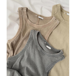 เสื้อกล้ามชายแบบมีซี่โครง คุณภาพสูง เสื้อกล้ามชายสำหรับฤดูร้อนแบบมีซี่โครง ล้างสีแบบแอซิดวอช - Product Image 3