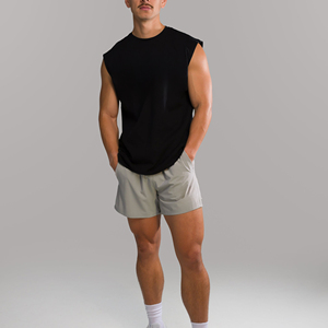 Men's Tank Tops Gym Exercise Fitness Sports <b>Vest</b> with Wide Shoulder Round Neck Sleeveless Shirt Casual Wear Tank Tops - Product Image 2