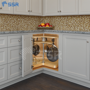 Ready Ship RTA Solid <b>Wood</b> L-Shape <b>Corner</b> Base Cabinet White Shaker Lazy Susan <b>Unit</b> Eco-Friendly Modern Modular Flat Pack Design - Product Image 2