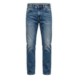 Jeans en denim délavé pour homme, coupe droite, taille mi-haute, en coton élasthanne, décontracté, respirant, séchage rapide, écologique, personnalisable - Product Image 4