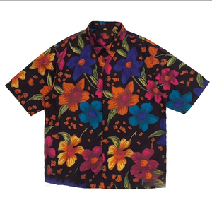 Camisa Hawaiana de Algodón Personalizada para Hombre, Manga Corta, Estilo Tropical, Casual, con Botones, Estampado Floral - Product Image 1
