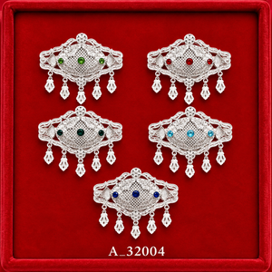 MOLL JEWELLERS Conjunto de broches de flores de aleación chapados en oro con piedras de colores, joyería de moda diaria para bodas y fiestas para mujer A-32003 - Product Image 2