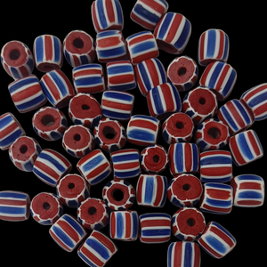 Bulk Supplier <b>Red</b> Blue White Striped Roundle Glass Chevron <b>Beads</b> Artisan Trade <b>Beads</b> - Product Image 1