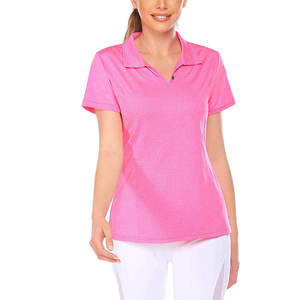 Camiseta Polo Lisa para Mujer, Manga Corta, Informal, Tejido Piqué, Transpirable, Largo Regular, Tejido - Product Image 4